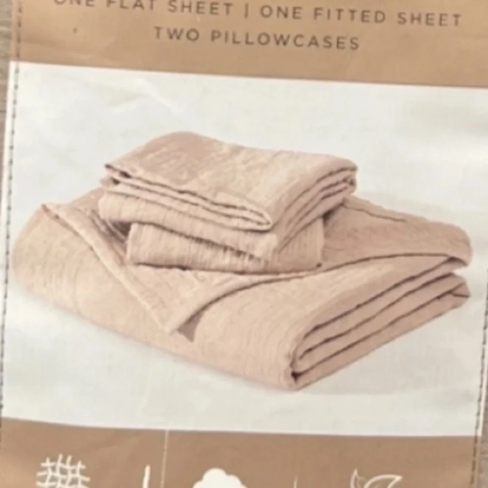 Bed Theory Four Piece Gauze Queen Adobe Rose Sheet Set Soft Unique Texture